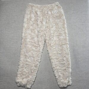 Oysho Women's Size XL Teddy‎ Elastic Waist Pants Ski Soft Jogger Beige NWOT